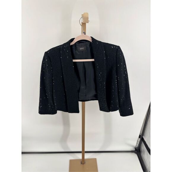 Esprit Black Sequin Women’s Bolero Jacket Blazer Size 8 Vintage - Picture 6 of 13